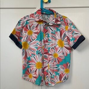 Wonder Nation Boys Floral Button-Up Shirt |‎ Size M (8)